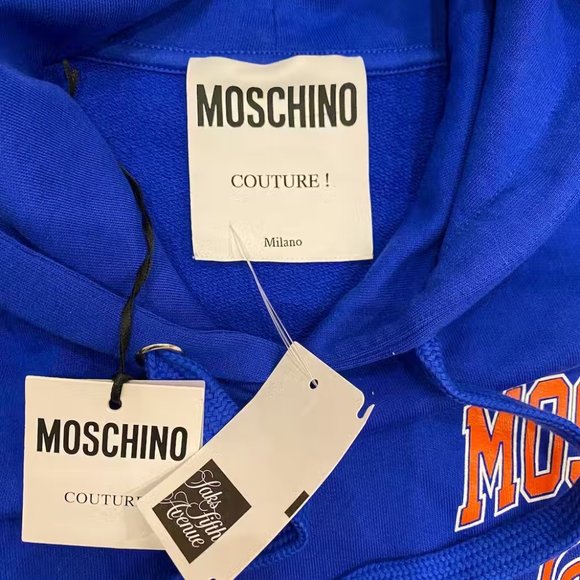 Moschino Blue Graphic Cotton Hooded Sweatshirt - Picture 8 of 9